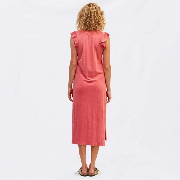 Sundry Ayana Ruffle Midi Dress With Slits Women’s Size 2 / Medium - Picture 2 of 9